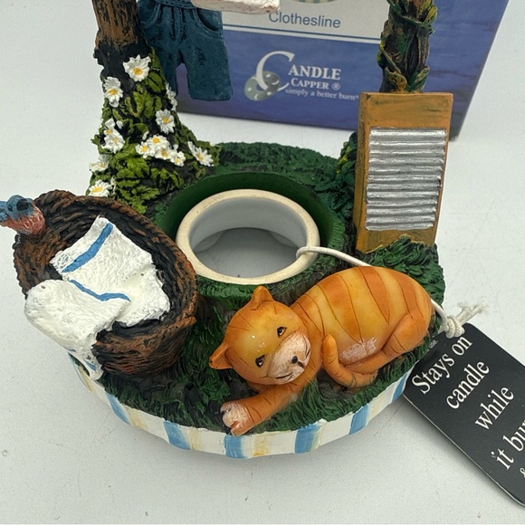 S’ Toppers Jar Candle Capper Country Clothesline Cat Farmhouse Soot Stopper New - Picture 5 of 11